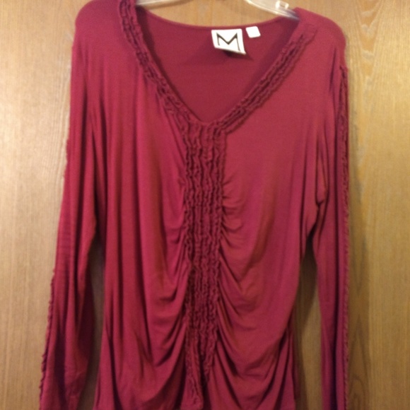 Marc Bower Tops - Maroon L/S V-Neck Top